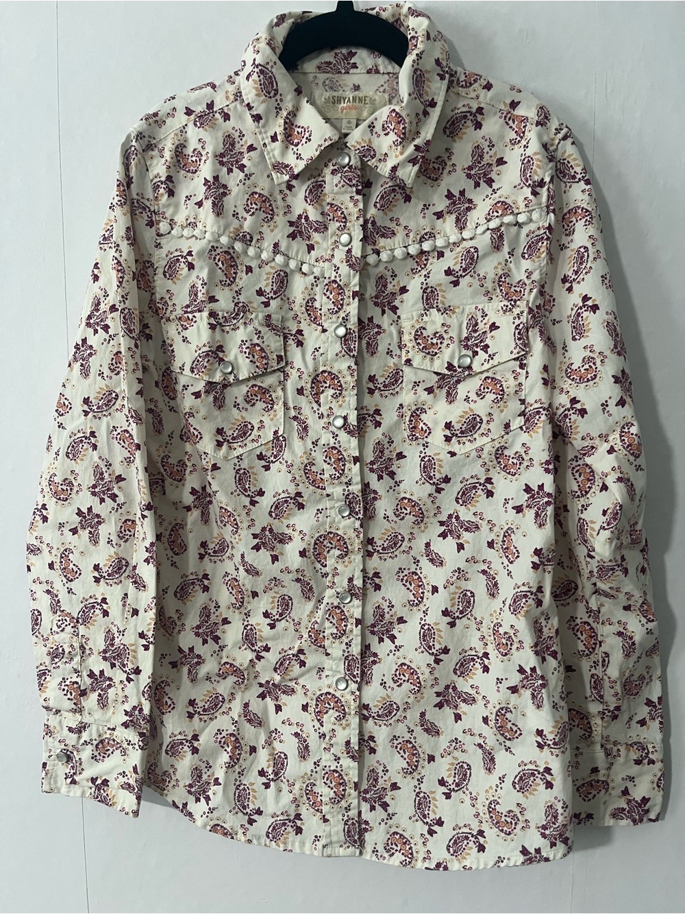 Shyanne Girls Paisley Western Shirt Sz Small